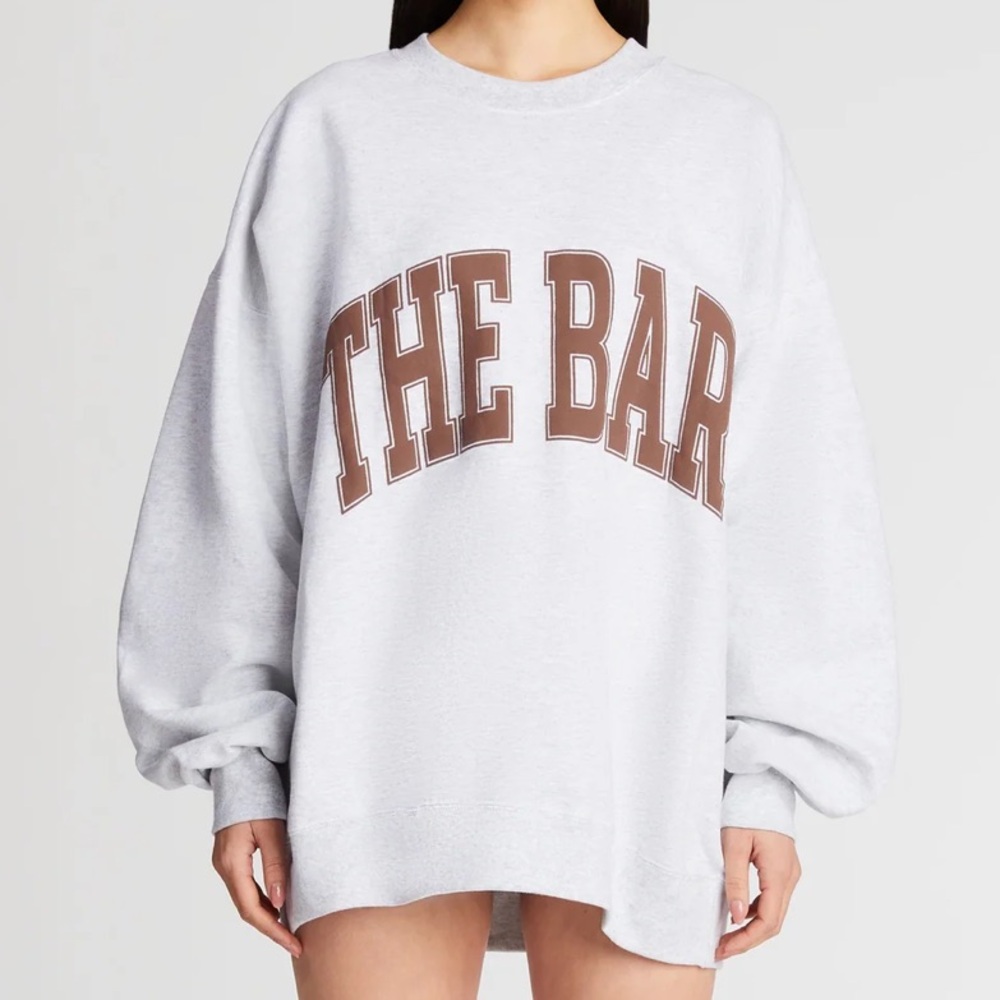 The Bar Varsity Sweatshirt in Heather Grey / Chocolate